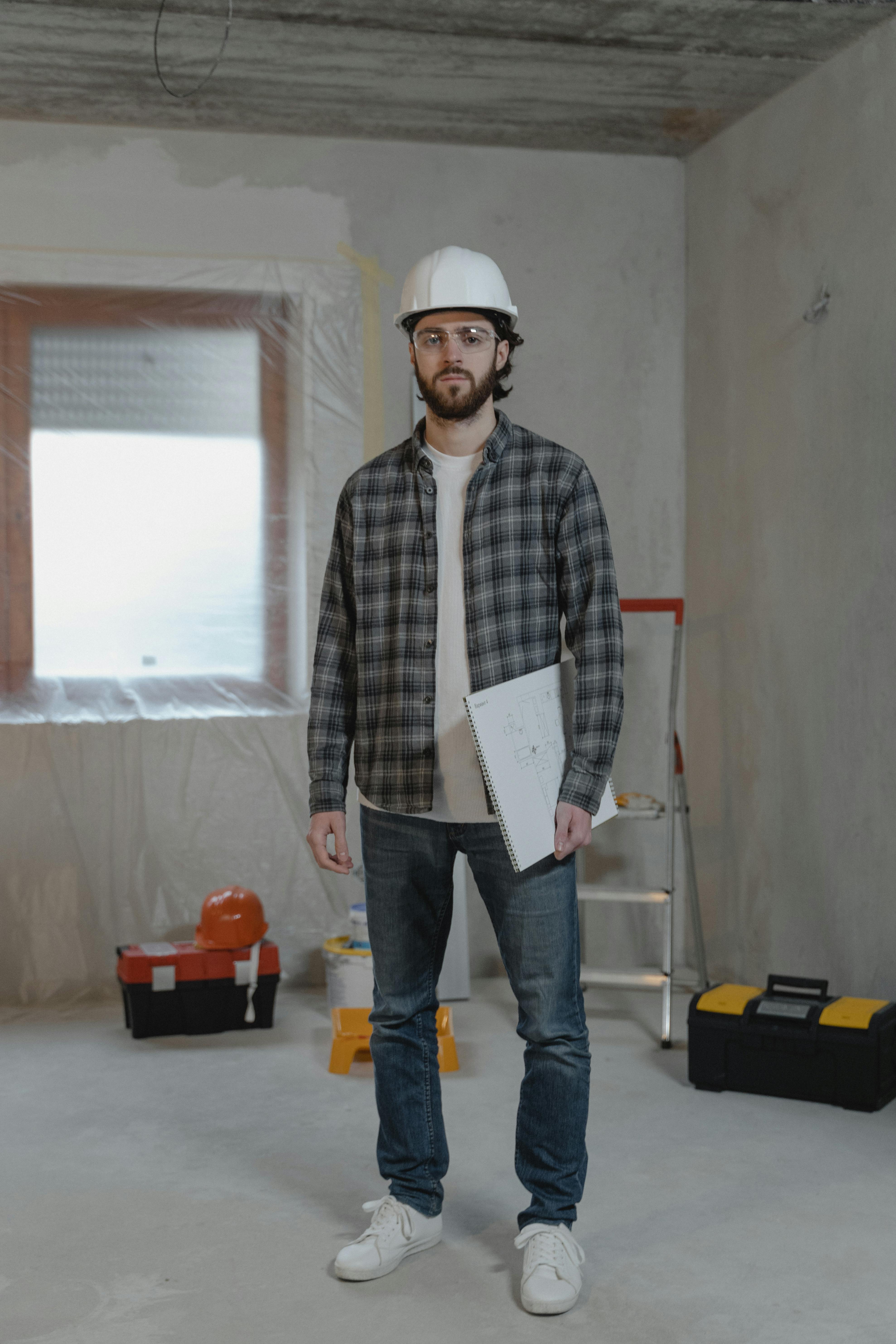 Professional inspecting a building